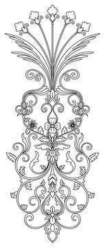 Vintage floral line art for embroidery black-line vintage flower designs.