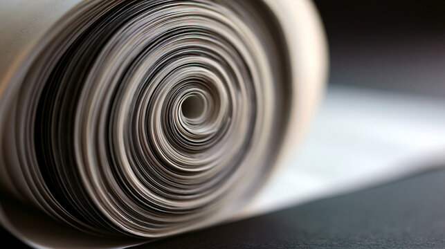 Rolled Paper in Tight Spiral Close-Up