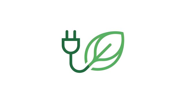 Green energy concept icon with electric plug and leaf symbol
