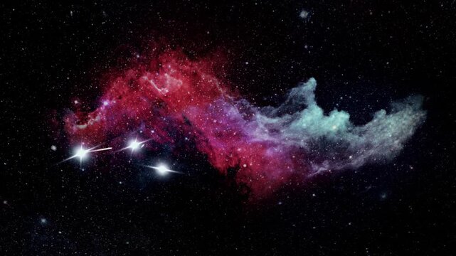 Glowing Constellation Network Animation with Colorful Light Particles, Seamless Loop