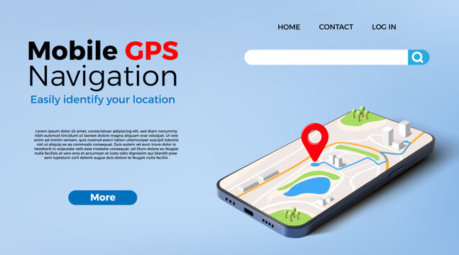 3d pin map. Isometric delivery gps navigate design, road app in mobile phone. Address point in smartphone interface screen, town place. Modern landing page concept. Vector website banner