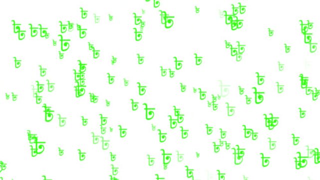 Floating green bangladeshi taka currency symbols on white background digital motion animation for financial marketing and banking concept presentation video.