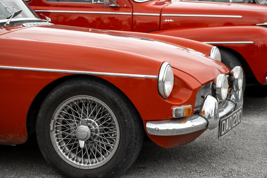 corfu, corfu, Greece. February 16, 2025: Classic Red MG Sports Car