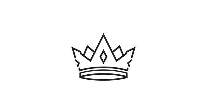 Simple line art drawing of a royal crown symbol design transparent background