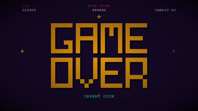 Dynamic Game Over Pixel Style Title Frame.
