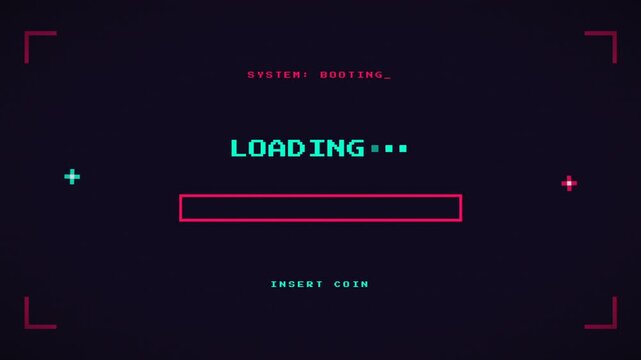 Retro cyber loading screen animation video sequence.