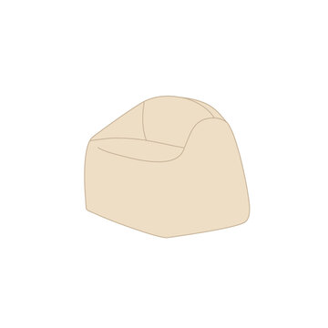 Minimalist Beige Bean Bag Chair Flat Illustration for Comfortable Interior Decor