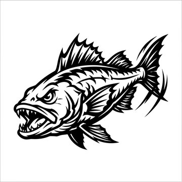 Fierce Icefish Swimming Vector Mascot Emblem