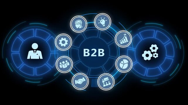 B2 b business strategy and corporate partnership digital interface animation