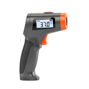 Orange and black handheld infrared thermometer