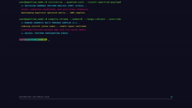 Dynamic motion video showcasing vibrant digital code flow and technological innovation.