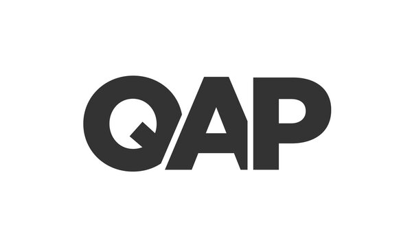 QAP logo design template with strong and modern bold text. Initial based vector logotype featuring simple and minimal typography. Trendy company identity.