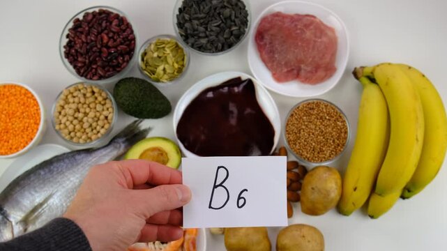 Foods that contain vitamin B6. Selective focus.