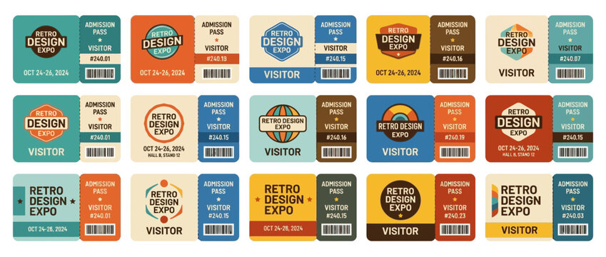 Retro Design Expo Admission Passes - Vintage Style Event Tickets Collection