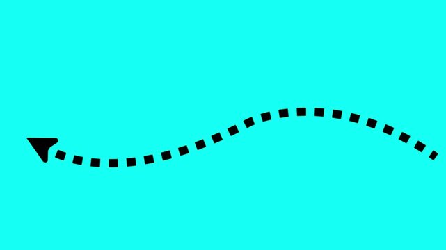 minimalist dotted line arrow animation moving left on transparent cyan background
wavy path navigation direction concept 4k motion graphic