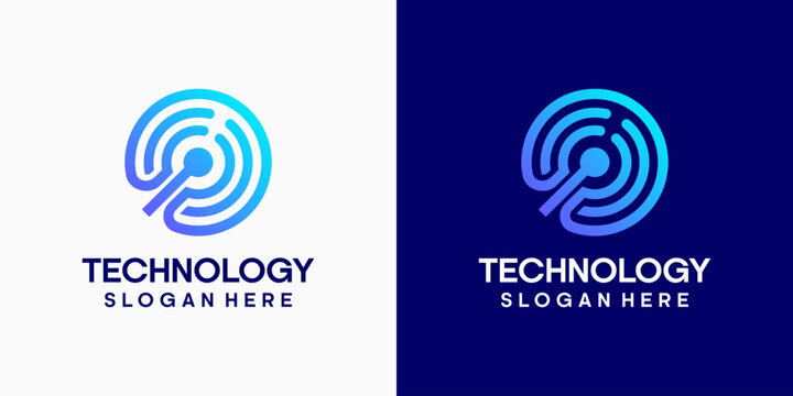 Technology circuit vector logo design with a modern, simple, clean, and abstract style. Icons for business, technology, and personal branding.