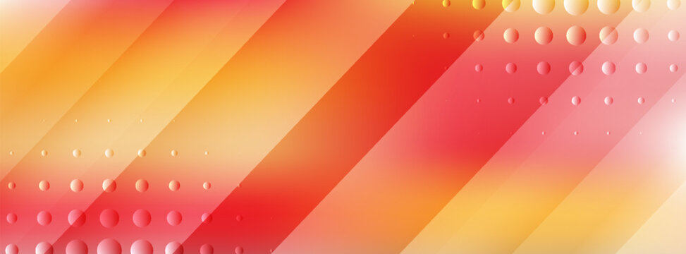 Abstract vector background featuring fiery red and orange diagonal stripes with gradient halftone circle patterns in a vibrant modern dynamic design.