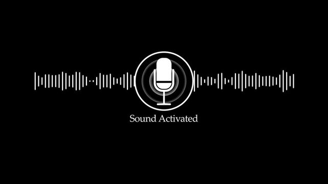 Sound activated microphone with dynamic audio waveform animation for podcast and voice recording 4k stock video