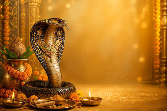 Nag Panchami Celebration Poster with Naag Puja, Shravan Festival, Lord Shiva, Hariyali Teej, Hartalika Teej, Raksha Bandhan and Hindu Religious Festival Theme