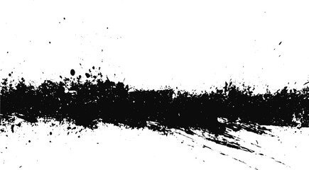 Obraz premium Expressive Black Dry Brush Stroke, Rough Paint Streak with Distressed Texture Isolated on White Background.