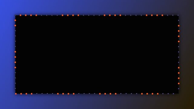 Neon glowing frame with red dots on dark border