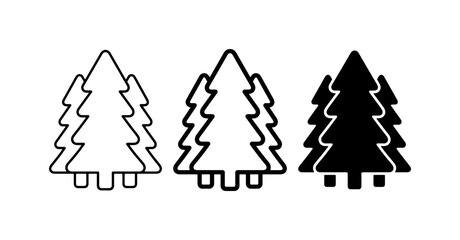 Fototapeta premium Christmas Tree Icons, Pine Tree Vector Graphics, Winter Forest Symbols, Holiday Season Design Elements