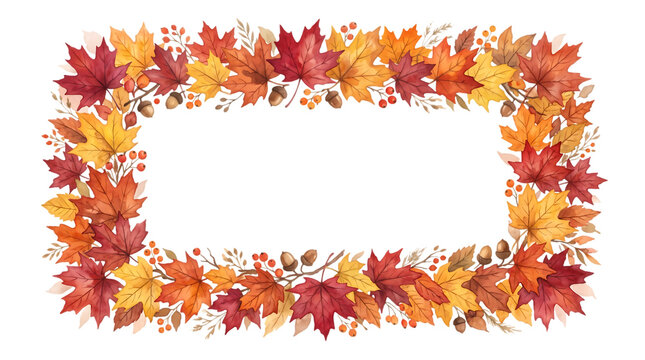 Autumn maple leaves frame border design isolated on a transparent png background for seasonal fall graphic projects