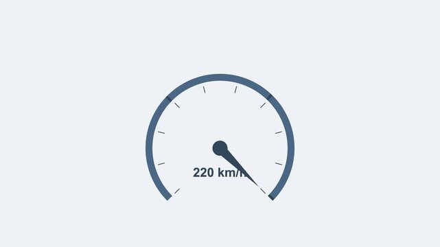 animated speedometer dial with a needle sweeping up, gray color scheme