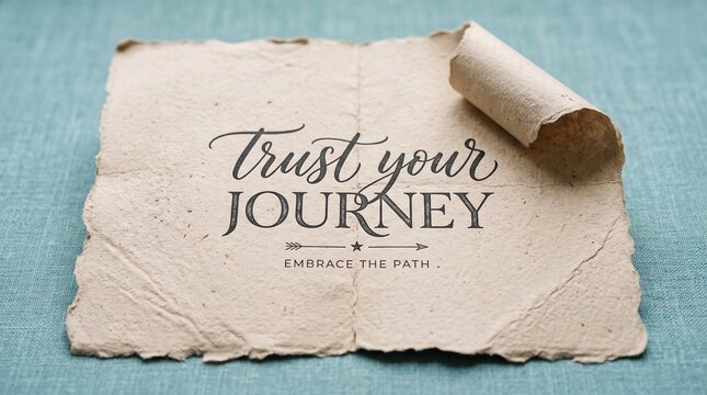 Trust your journey inspirational vintage paper sign