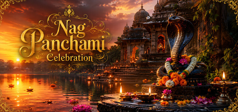 Nag Panchami Festival Celebration Background with Naag Puja, Naag Devta, Shravan Maas, Sawan Somwar, Mahadev Worship, Krishna Janmashtami and Hindu Festival