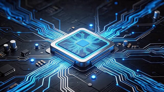 Microchip with glowing circuitry