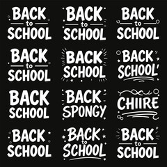 Obraz premium Back to school lettering collection: a vector illustration with varied typographic styles on a black background