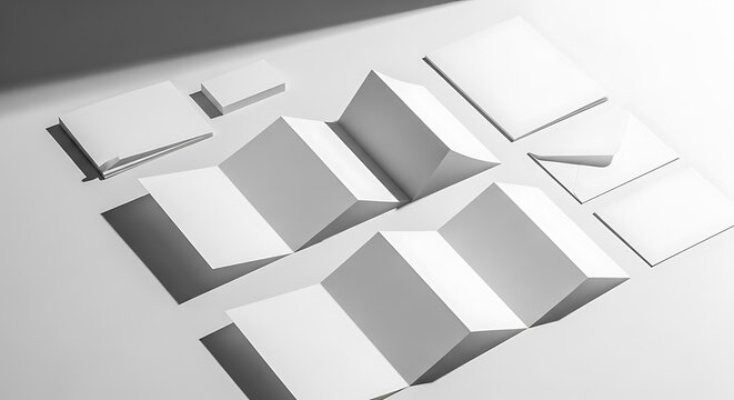 Blank paper brochure mockups and stationery set for professional branding design presentation layout