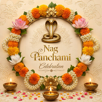 Happy Nag Panchami Background | Naag Devta Puja | Shravan Festival | Lord Shiva Worship | Indian Festival Banner with Copy Space