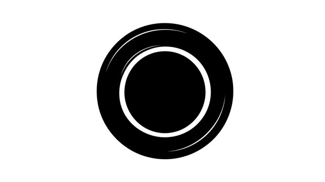 A black circle with a white outline, resembling a target or a minimalist design element