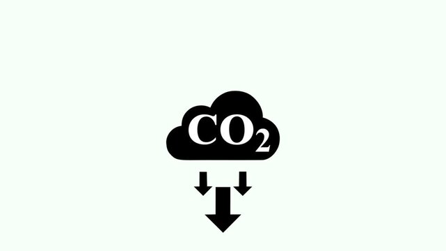 CO2 Emission and Reduction Icon Animation. Of carbon emission Arrow icon drawing on and fading out. Features On White Background. 