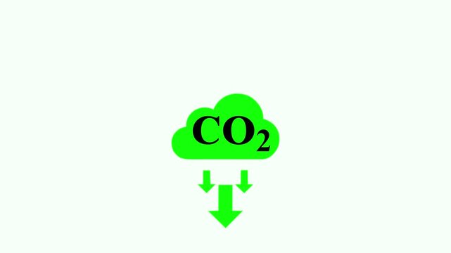 CO2 Emission and Reduction Icon Animation. Of carbon emission Arrow icon drawing on and fading out. Features On White Background. 