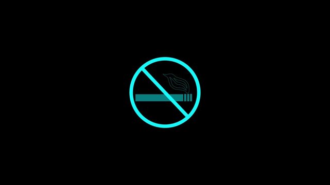 No smoking prohibition mark animation. Stop using cigarette and tobacco, warning on 4k animation