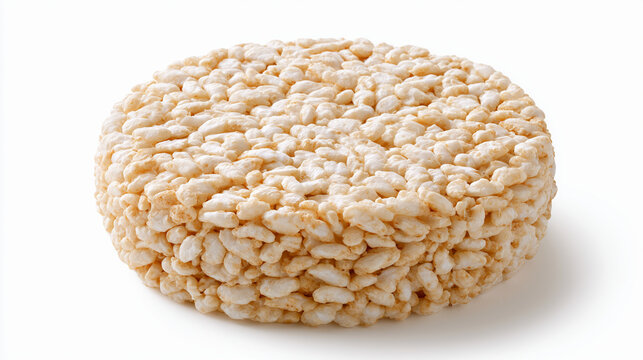 A single round puffed rice cake isolated on white background