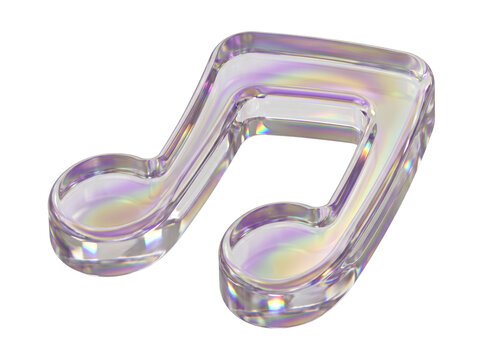 Iridescent Crystal Glass Musical Note Render