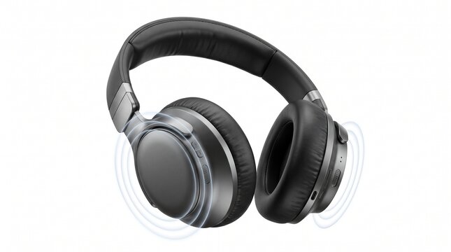 Wireless over-ear headphones isolated on white. Modern bluetooth headset for music audio.