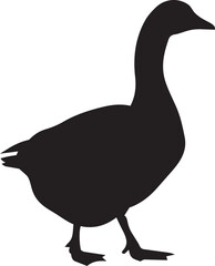 Silhouette of a goose in a dynamic pose against a white background © SDR