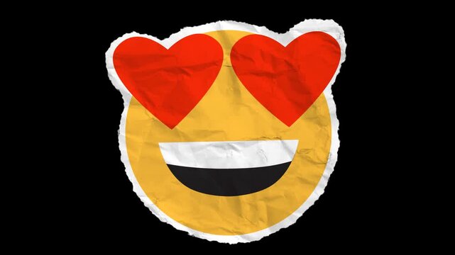 Heart eyes Laugh Paper Emoji with Alpha channel