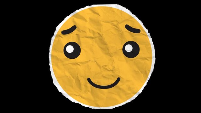 Happy Face Paper Emoji with Alpha channel