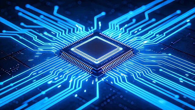 Microchip with glowing circuitry