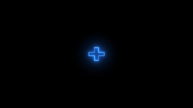 neon simple positive plus icon animation video