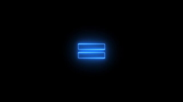neon simple equal icon animation video
