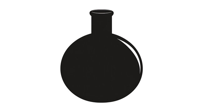 A silhouette of a round-bottom flask, a common laboratory glassware