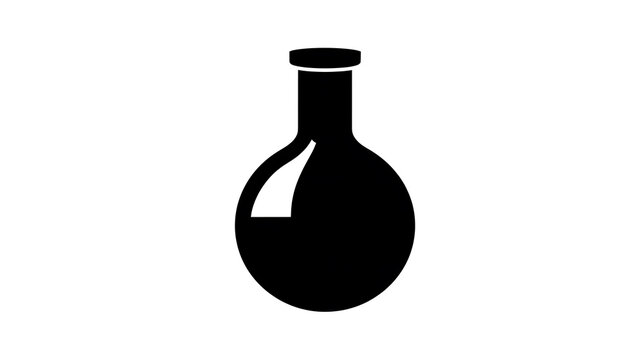 A simple, sleek black icon representing a round-bottom flask, commonly used in laboratory settings