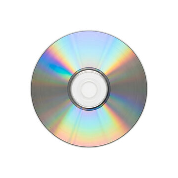 Compact disc with iridescent rainbow effect isolated on transparent background